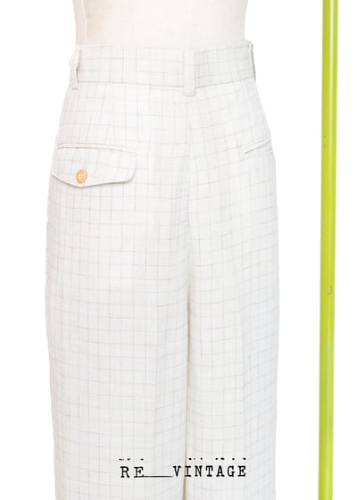 棕色格子米白熱西裝寬版直筒褲1