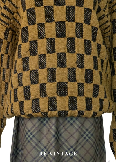 焦黃色Waffle格紋針織毛衣9