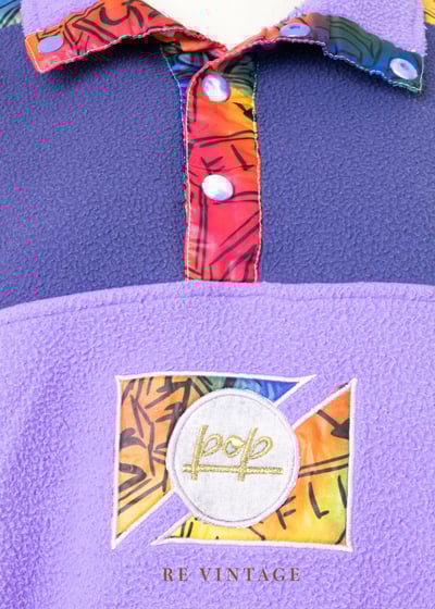 『歐洲寶物』糖果紫拼接搖粒絨帥氣半領運動衫12