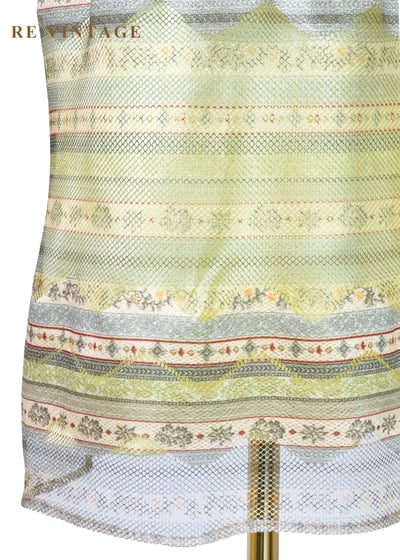 黃綠調春日湖水線條圖騰中長裙（25"）11