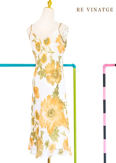 法國製 - 浪漫大黃花細肩帶洋裝7