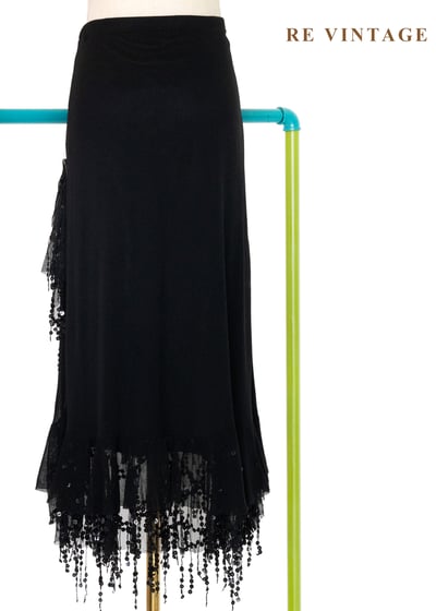 亮片流蘇不規則黑魔女長裙（26-29"）9