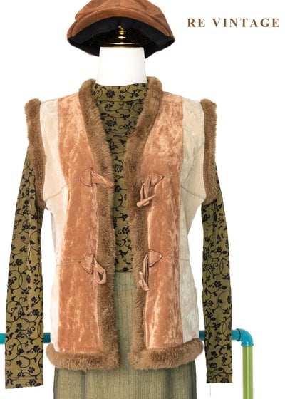 Caramel Field 焦糖色毛絨交錯背心1