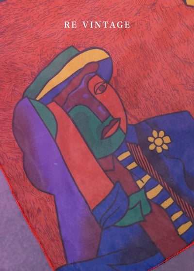 抽象的你我肖像絲巾2