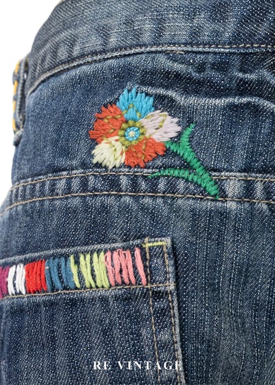 刷洗刺繡花卉牛仔褲（28"）9