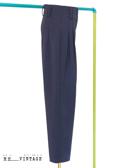 深藍色高腰西裝褲7