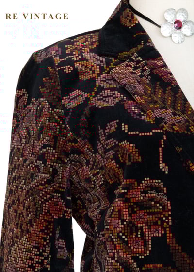 日本製 - Mosaic Garden 數位像素花朵西裝外套6