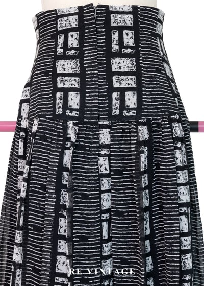 Black & White 幾何手繪筆觸高腰長裙（25"）8