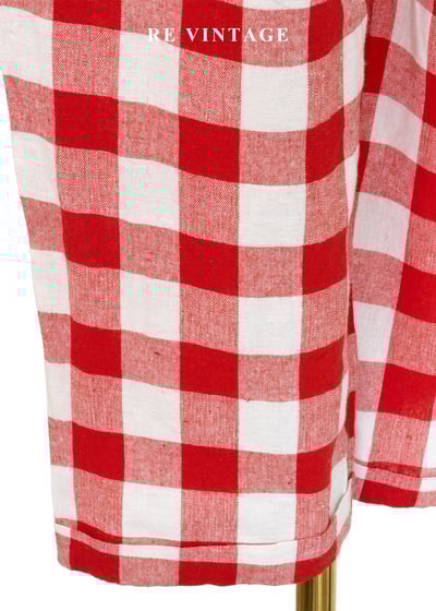 鬆軟紅格子荷葉飄飄高腰長褲（24-32"）6