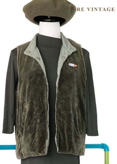 綠精靈絨布尼龍雙面穿背心1