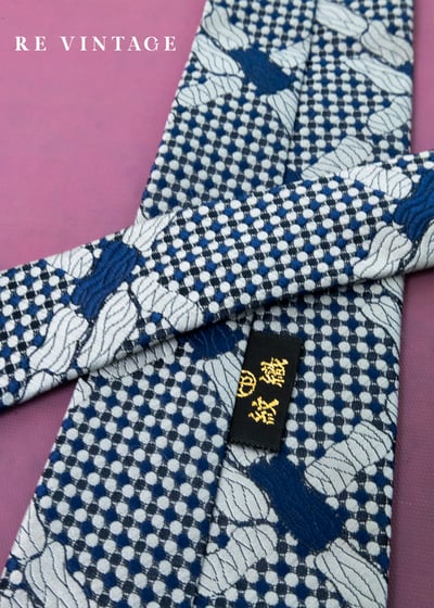 像素交織海藍菱格紋領帶3