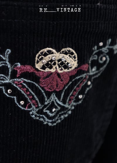 美少女愛心燈芯絨黑色長褲4