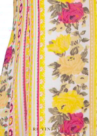 奶油檸檬黃線條粉紅玫瑰迷你洋裝8