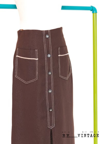 美腿吹風巧克力色開衩長裙（26"）3