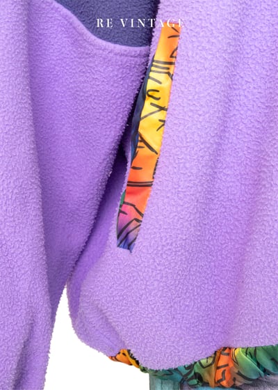 『歐洲寶物』糖果紫拼接搖粒絨帥氣半領運動衫7