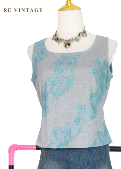 繁花詩篇 - 湖水藍精緻蕾絲背心1