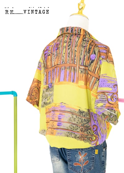 芥末黃圖騰短袖襯衫8