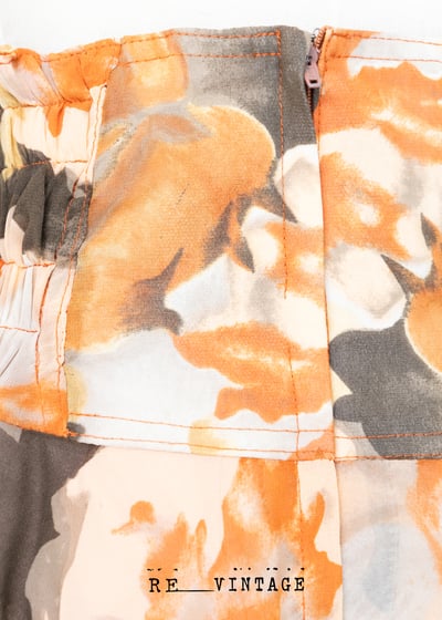 橘子色抽象花朵中長裙9