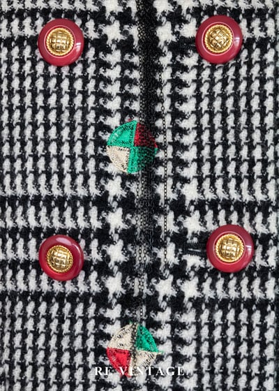 紅釦千鳥格刺繡西裝外套7