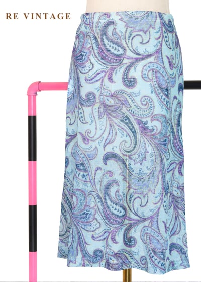 水藍流動花紋蔓延及膝裙（24-28"）6