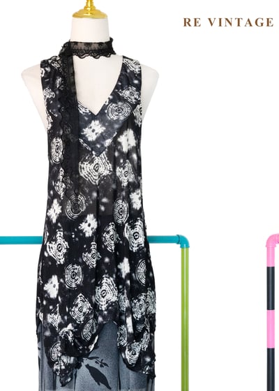 黑系紮染幾何圖騰長版背心1