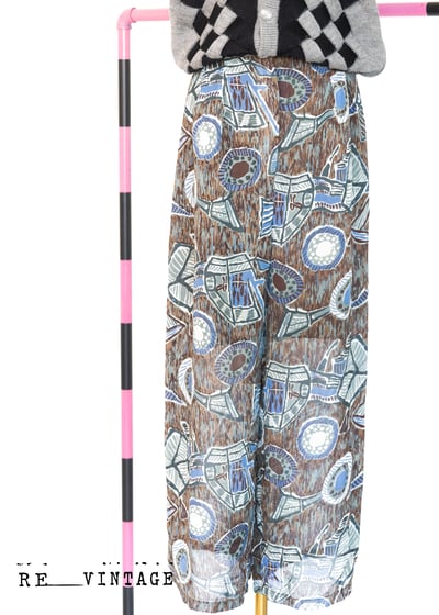 樹枝孤鳥雪紡寬版長褲1