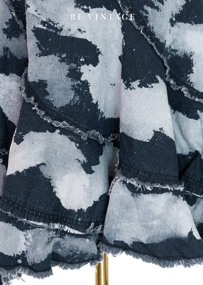 手刷感藍白染毛邊牛仔裙（28"）4