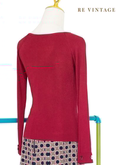 立體小花紅通通針織長袖上衣7