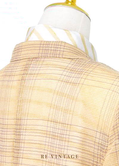 奶黃色格紋薄款西裝外套5