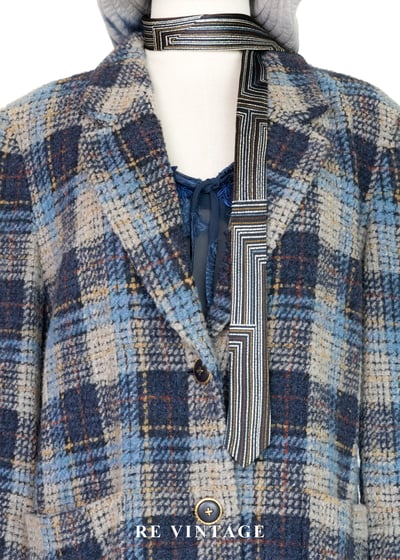 海洋藍系重磅粗花格紋西裝外套4