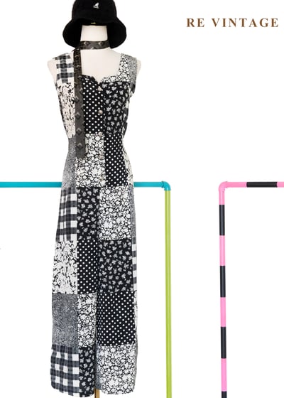 黑白故事拼圖 Patchwork 連身褲1