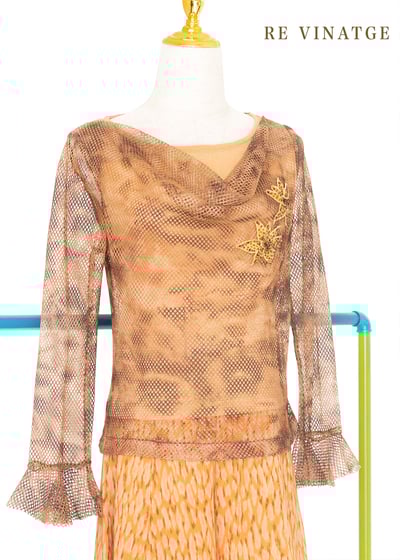 漂亮の暈染棕色網狀上衣10