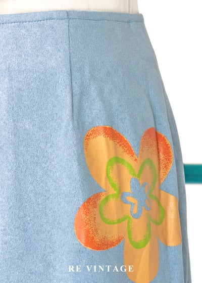 粉藍麂皮塗鴉花朵美裙（26"）5