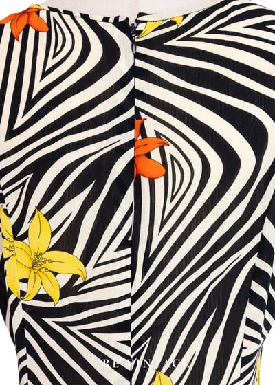 粉黃斑馬花朵洋流長洋裝11