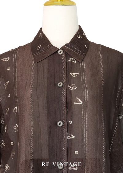 咖啡棕文青小幾何圖騰襯衫2