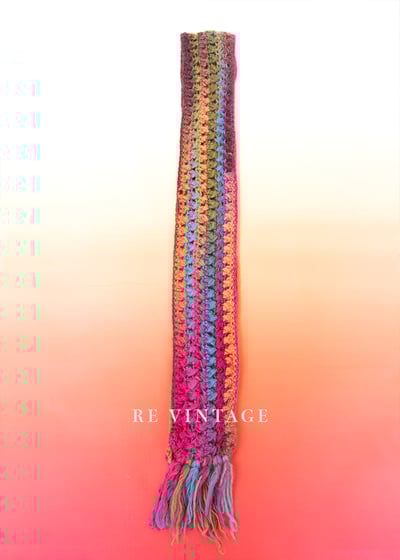 Warm Rainbow 編織長圍巾1