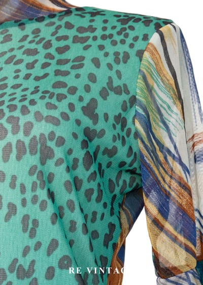 孔雀藍雜訊抽象藝術上衣6