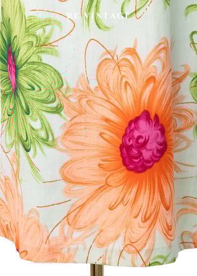 嫩綠與亮橘畫線花花美裙（25"）9