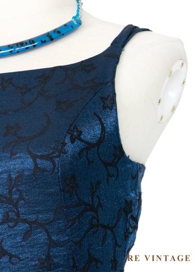 藤蔓藍光銀河優雅細肩帶長洋裝5