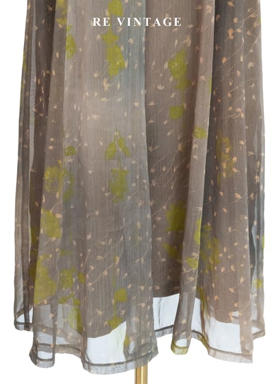 茶墨落葉不規則暈染長洋裝6