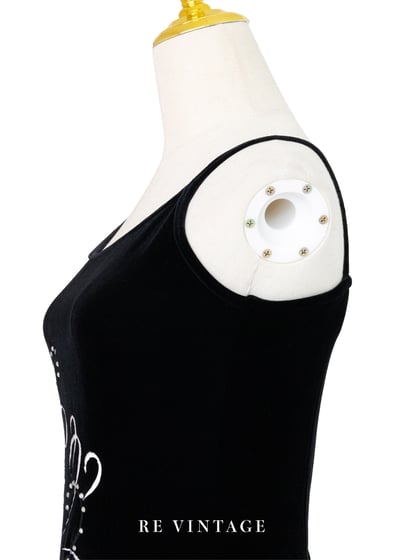 質感單品 - 花影蜿蜒流動黑絨細肩帶洋裝10