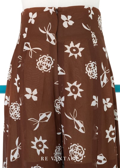 巧克力手繪小白花高腰開衩長褲（23"）13