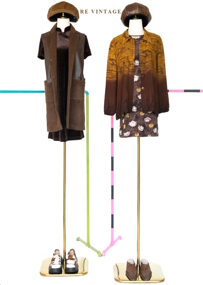 木桃色皮革拼接毛呢長版背心2