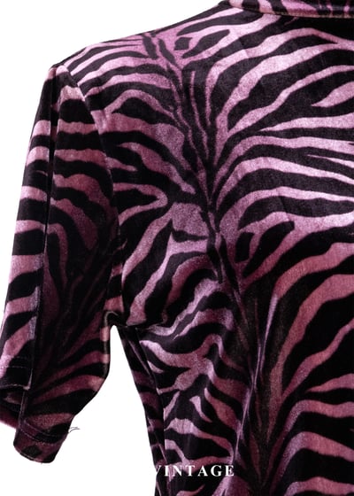 粉紅紫斑馬絨布短袖上衣4