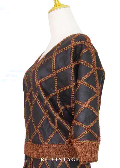 套裝組合 - 深橘鉤織皮菱格飛鼠秀上衣7