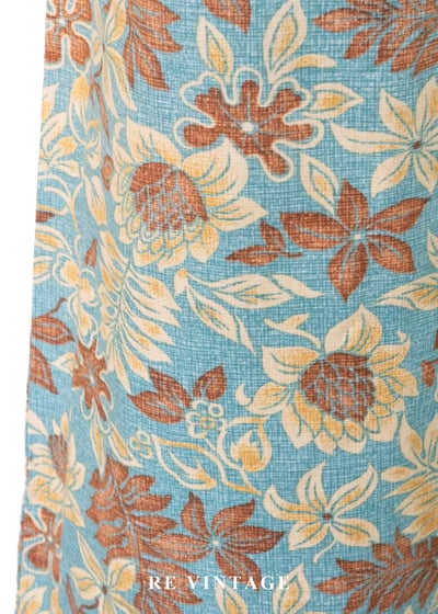 鄉村藍棕黃花慵懶午後寬版直筒褲（24-32"）7