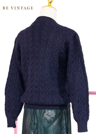 書生學院派深藍色魚骨紋針織外套7