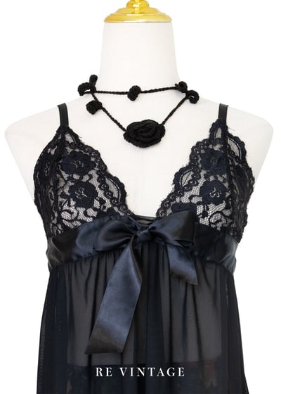 復古浪漫夜宴黑蕾絲細肩帶背心3