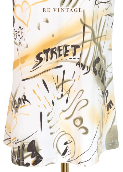 春天奶黃色手繪圖騰及膝裙（24-28"）4