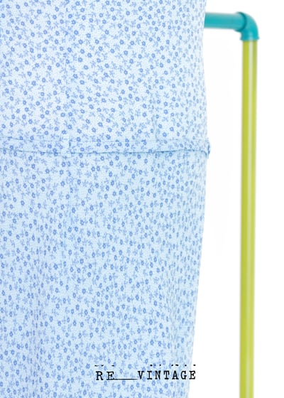 義大利製 - Sisley 水藍色小花長洋裝12